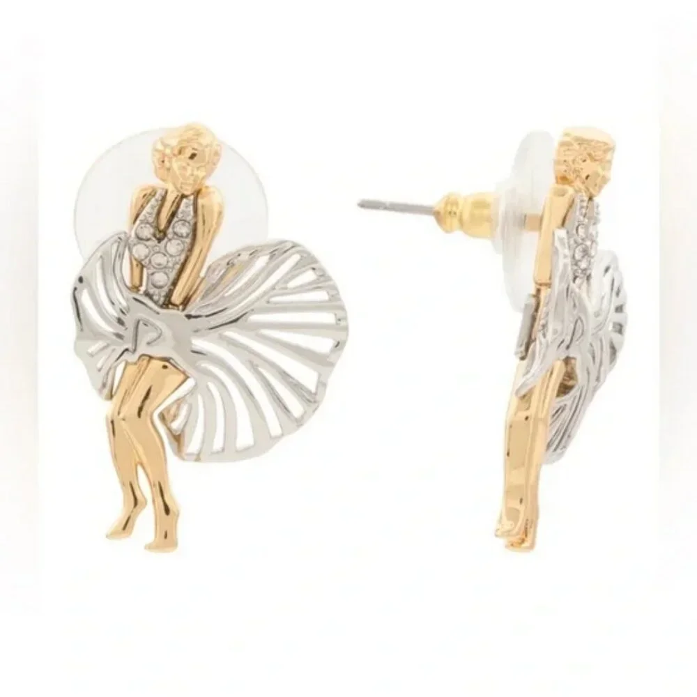 Lele Sadoughi x Marilyn Monroe Stud Earrings Iconic White Dress Scene NWT
